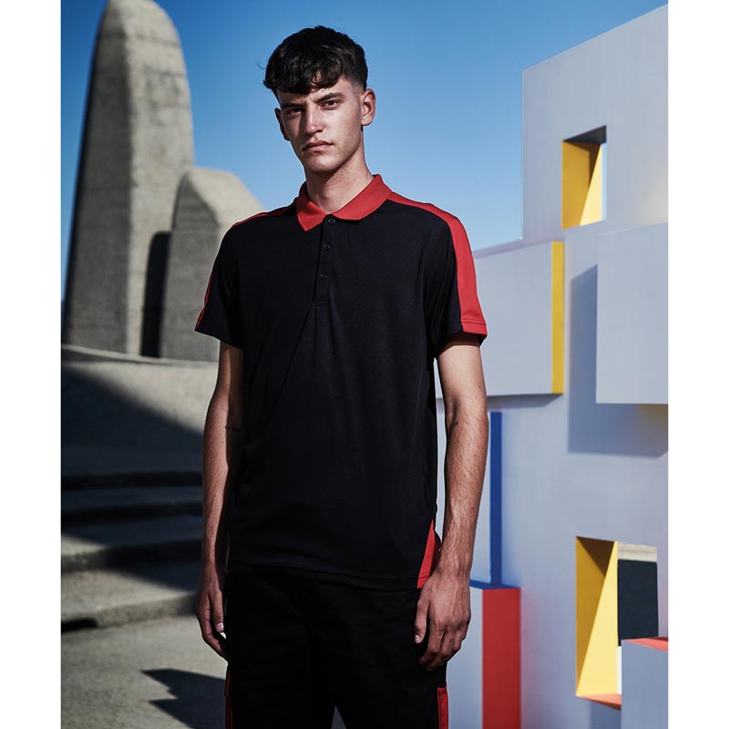 Contrast wicking polo - Classic Red/Black XS